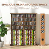 HOMCOM 16-Compartment Media Shelf - Rustic Brown