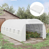 Outsunny Greenhouse Replacement Cover ONLY Winter Garden Plant PE Cover with Roll-up Windows Door, 6 x 3 x 2m White