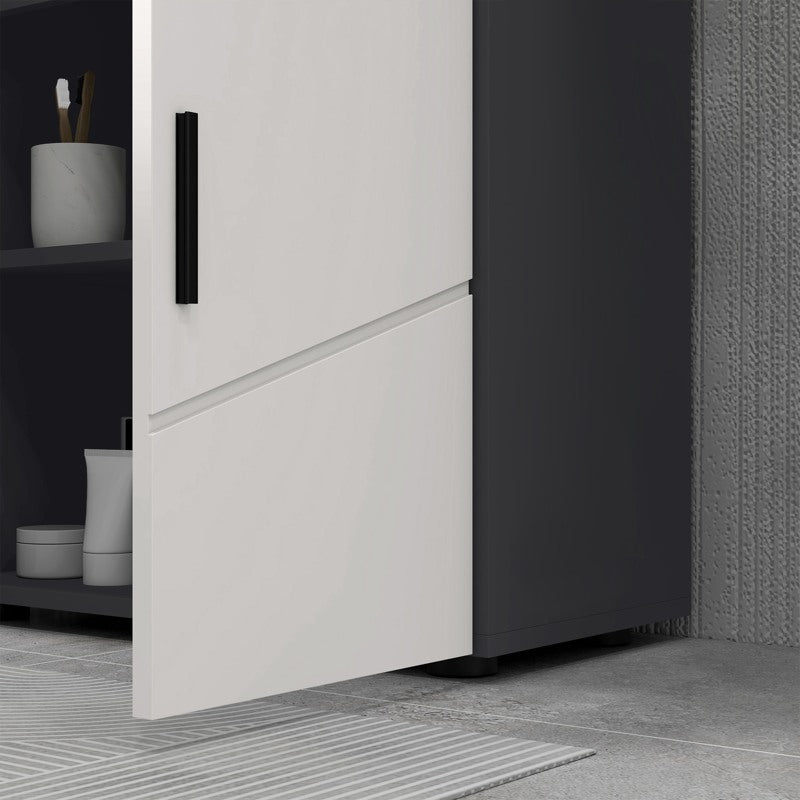 kleankin Pedestal Sink Bathroom Cabinet, Bathroom Vanity Unit with 20 x 20cm "U" Cut-Out and Adjustable Shelf, Light Grey