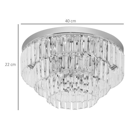 HOMCOM Round Crystal Ceiling Lamp 7 Lights Chandelier Mounted Fixture For Living Room Dining Room Hallway Modern