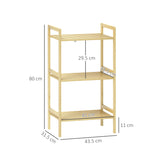 HOMCOM Three-Tier Bamboo Adjustable Shelf Storage Unit