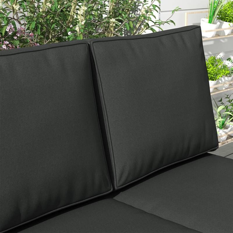 Outsunny 2 Seater Back and Seat Cushion Pillows Replacement, Patio Chair Cushions Set for Indoor Outdoor, Charcoal Grey