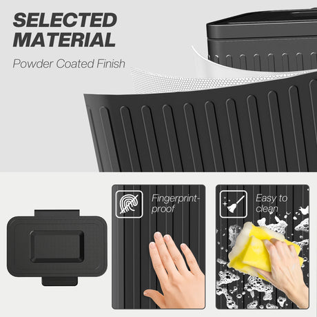 HOMCOM 40L Dual Compartment Rubbish Bin, with Soft-Close Lid - Black