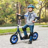 AIYAPLAY Kids Scooter with Adjustable Handlebar, Children's Kick Scooter with Non-slip Footplate, Rear Brake, Kickstand, Blue
