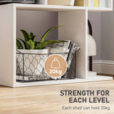 HOMCOM Bookcase, S-Shaped Wooden Bookshelf, 5 Tiers Freestanding Storage Shelf, Home Office Display Stand Rack, White