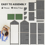 Outsunny Wooden Garden Shed, Utility Outdoor Small Shed with Lockable Double Doors, Shelves and Roof Hatch, Grey