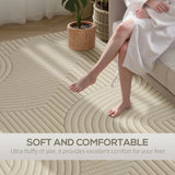 HOMCOM Modern Geometric Rug, Thick Plush, Non-Slip, 160 x 120 cm  Cream, Living Room/Bedroom/Office