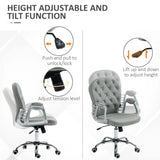 Vinsetto Office Chair Ergonomic 360 Swivel PU Diamante Padded Base 5 Castor Wheels for Home Work Grey