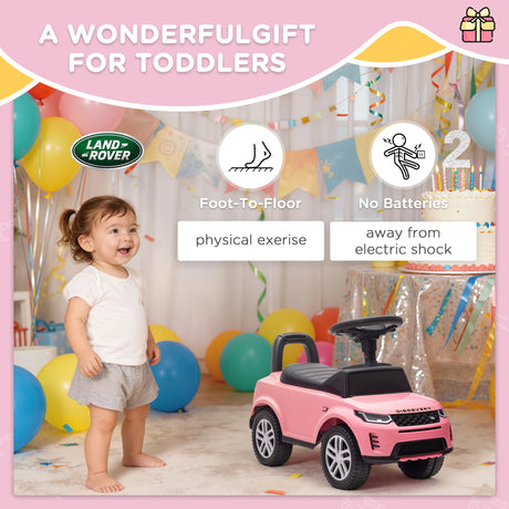 AIYAPLAY Land Rover Licensed Toddler Ride on Car with Horn, Engine Sounds, Under-Seat Storage, for 18-36 Months, Pink