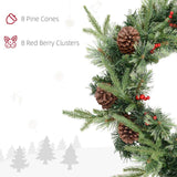 HOMCOM 60" Cone and Berry Christmas Wreath, with LED Lights