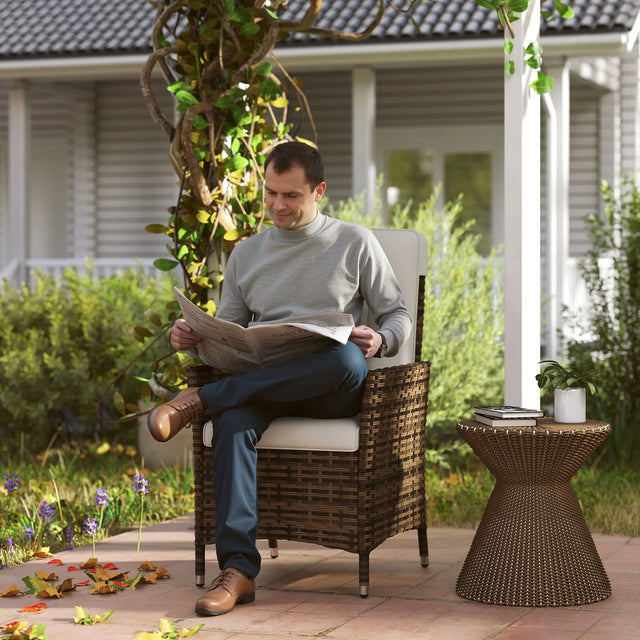 Outsunny 105-150 Reclining Rattan Chair - Cream