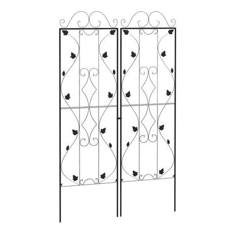 Outsunny Metal Trellis Set of 2, Garden Trellis for Climbing Plants Support Frames, Leaf Design