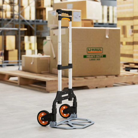 HOMCOM Folding Sack Truck, 70kg Lightweight Hand Truck with Wheels, Foldable Trolley Cart with Telescoping Handle for Warehouse, Office, Luggage, Silver Tone
