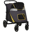 PawHut Foldable Pet Stroller, with Universal Wheels, Shock Absorber, for Medium and Large Dogs - Grey