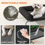 PawHut Elevated Dog Bed with Removable Bolsters, Raised Dog Bed for Small Breeds, Portable Indoor & Outdoor Pet Cots, Black