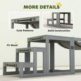 PawHut 3 Pieces Wooden Dog Agility Training Equipment with Soft Bridge, Pause Platform and Pet Stair for Outdoor, Grey