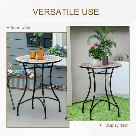 Outsunny 60cm Mosaic Outdoor Patio Table - Red
