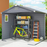 Outsunny 7.9ft x 6.2ft Aluminium Frame and Plastic Wall Shed, with Foundation - Grey