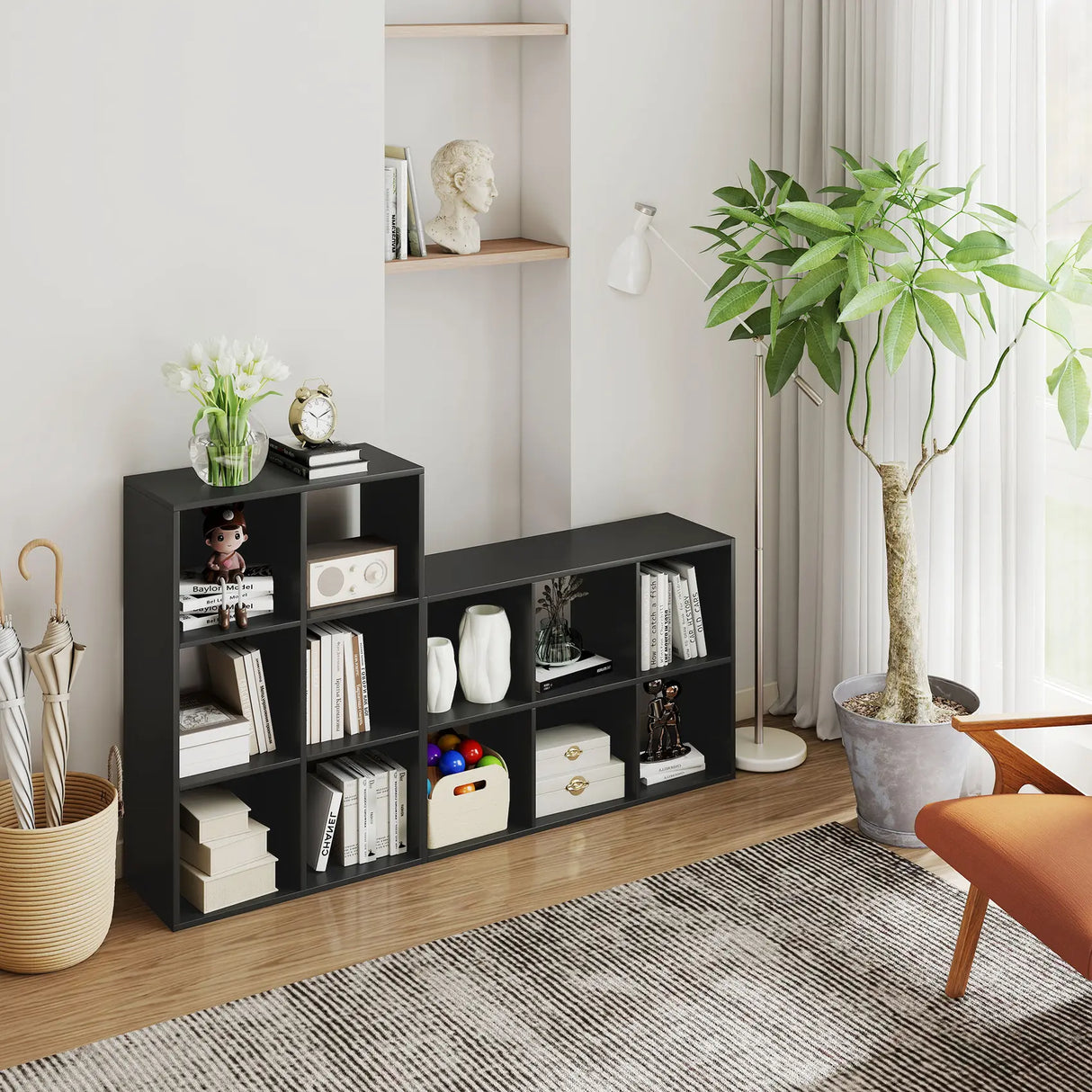 HOMCOM 6-Cube Bookshelf - Black