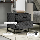 HOMCOM Bedside Tables Set of 2, Modern Bedside Table Nightstand with 2 Drawers, Bedside Cabinet Sofa Side Table with Storage, Steel Legs for Bedroom, Living Room, Grey