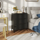 HOMCOM Chest of Drawers, Dresser with 3 Fabric Drawers and Aluminium Handles - Black