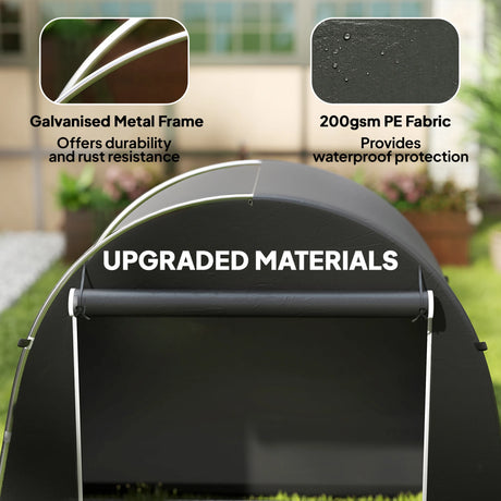 Outsunny 8 x 4 ft Garden Storage Tent, Waterproof Bike Tent with Roll-up Zipper Door and Galvanised Metal Frame, Dark Grey