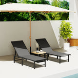 Outsunny Set of Two Reclining Sun Loungers - Grey