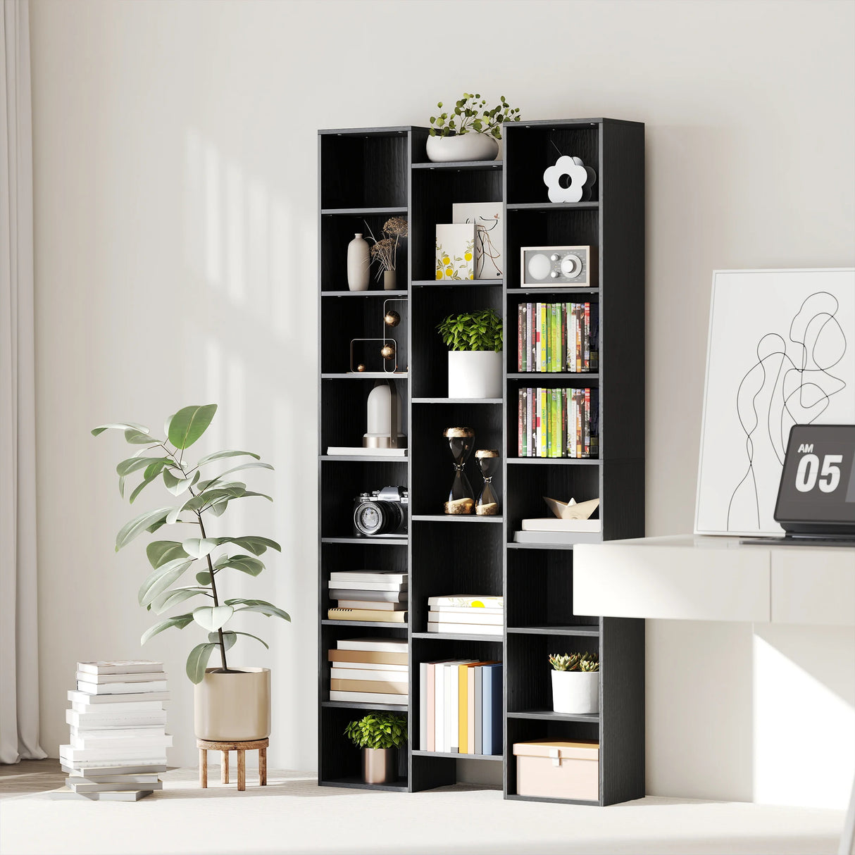 HOMCOM 21-Compartment Bookshelf - Black
