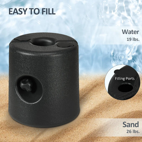 Outsunny HDPE Tent Weights Set of 4, Canopy Weights, Fill with Water or Sand, 48KG