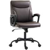 HOMCOM Executive Office Chair, Faux Leather Desk Chair with Height Adjustable, Swivel Wheels and Tilt Function, Computer Chair for Home Office and Study Room, Brown