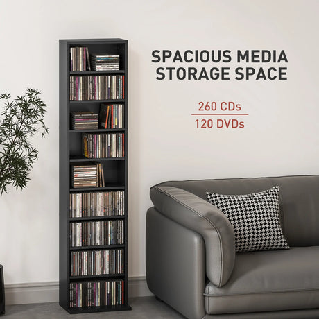 HOMCOM 260 Narrow CD Storage Unit - Black