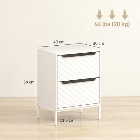HOMCOM Chest of Drawers, Dresser with 2 Fabric Drawers and Aluminium Handles - White