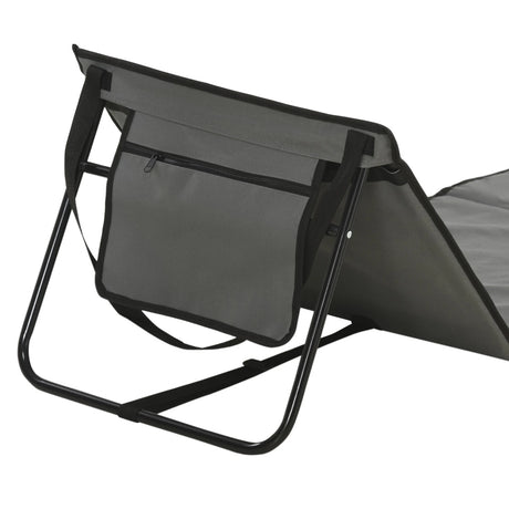 Outsunny Set of 2 Foldable Garden Beach Chair Mat, Outdoor Sun Lounger Seats with Adjustable Back, Magazine Pocket, Carry Bag