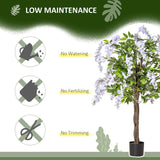 HOMCOM Artificial Realistic Wisteria Flower Tree Faux Decorative Plant in Nursery Pot for Indoor Outdoor Décor, 110cm