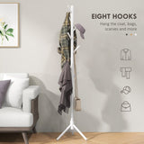 HOMCOM Eight-Hook Wooden Coat Rack - White