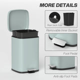 HOMCOM 20L Modern Boxy Metal Home Kitchen Bin - Light Green