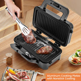 3 in 1 Waffle Maker with Non-stick Plates and Indicator Lights-Black