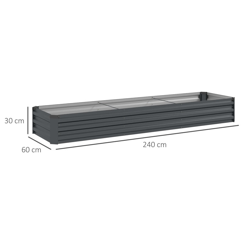 Outsunny 60 x 240cm Galvanised Steel Planter, with Open Bottom