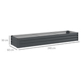 Outsunny 60 x 240cm Galvanised Steel Planter, with Open Bottom