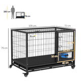 PawHut Heavy Duty Dog Crate on Wheels w/ Bowl Holder, Removable Tray, Openable Top, Detachable Door, for L, XL Dogs