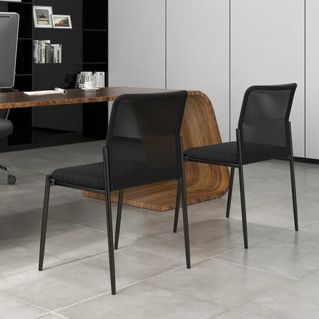 Waiting Room Chair Set of 2 with Ergonomic Mesh Backrest and Padded Seat