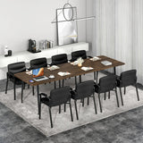 Waiting Room Chair Upholstered PU Leather with Padded Armrests-Black-2 Packs