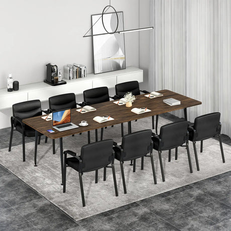 Waiting Room Chair Upholstered PU Leather with Padded Armrests-Black-2 Packs