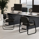 Waiting Room Chair Set of 2 with Sled Base and Padded Arm