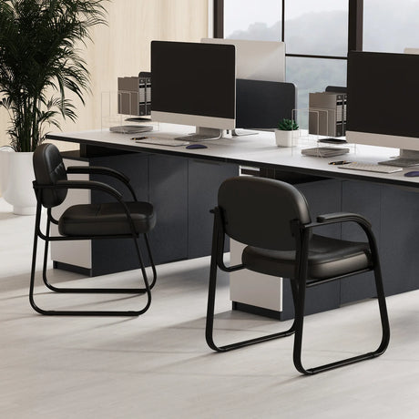 Waiting Room Chair Set of 2 with Sled Base and Padded Arm