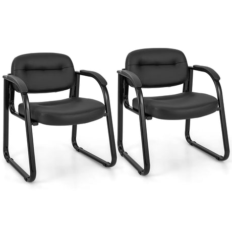 Waiting Room Chair Set of 2 with Sled Base and Padded Arm