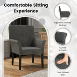 Fabric/Velvet Waiting Room Chair with Padded Armrests-Grey