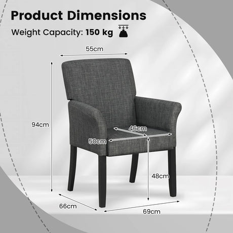 Fabric/Velvet Waiting Room Chair with Padded Armrests-Grey