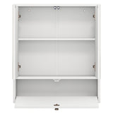Wall-Mounted Bathroom Cabinet with Mirror and 3-Level Adjustable Shelf and Flip-Open Compartment-White