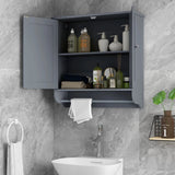 Wall Mounted Bathroom Storage Medicine Cabinet with Towel Bar-Gray